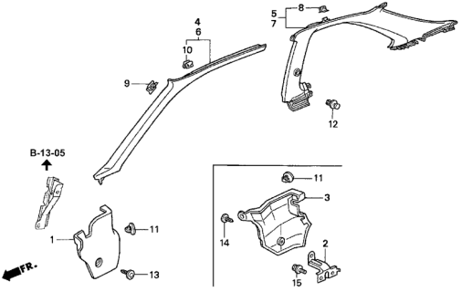 1998 Honda Civic Lining Assy., R. Quarter *NH220L* (CLEAR GRAY) Diagram for 84130-S02-A00ZA