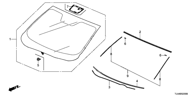 2018 Honda CR-V Glass Set, Front Diagram for 73111-TLA-A52