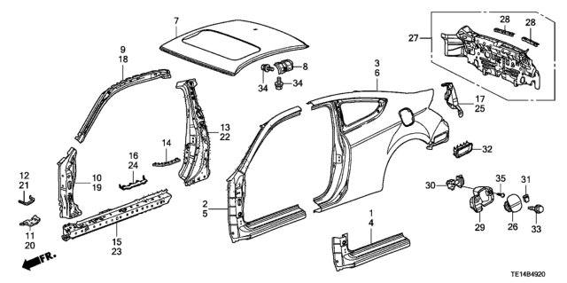 2012 Honda Accord Outer Panel - Rear Panel Diagram