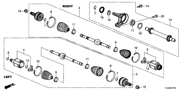 2019 Honda CR-V Driveshaft Assembly, Driver Side Diagram for 44306-TLA-H00