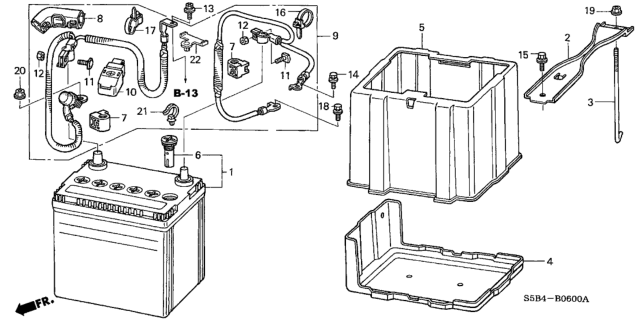 2003 Honda Civic Plate, Battery Setting Diagram for 31512-S5A-000