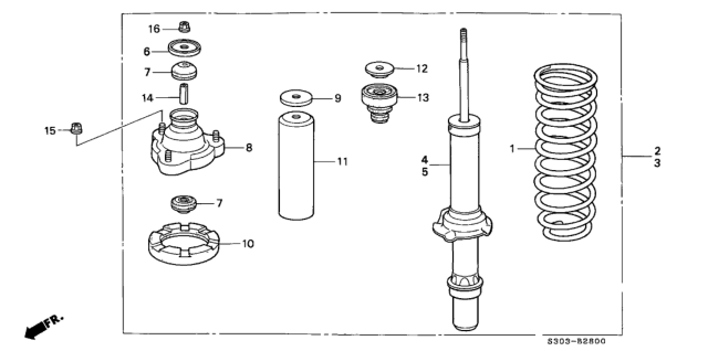 2001 Honda Prelude Spring, Front Diagram for 51401-SS0-J01