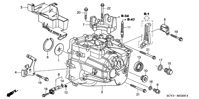 2003 Honda Element Hanger A, Transmission Diagram for 21220-PZF-000