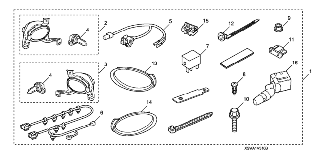 2011 Honda CR-V Garnish, R. FR. Foglight Diagram for 71105-SWA-003