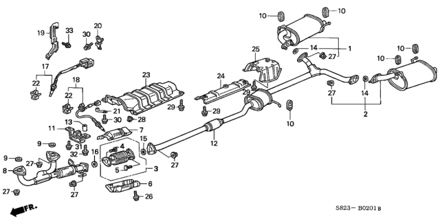 2000 Honda Accord Exhaust Pipe (V6) Diagram