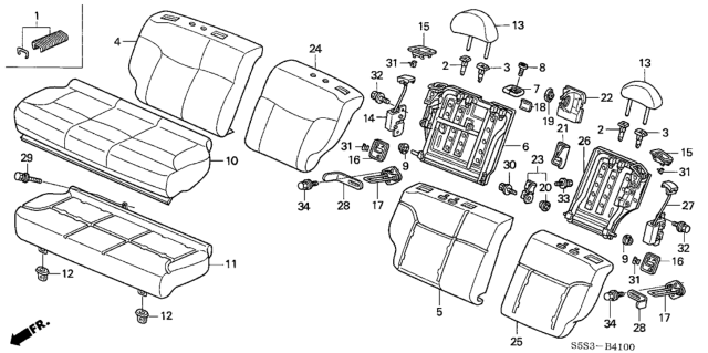2003 Honda Civic 3 Door SI (SIDE SRS) KA 5MT Rear Seat Diagram