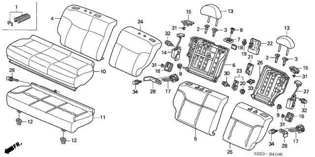 2003 Honda Civic Striker, RR. Seat Diagram for 82225-S5S-003