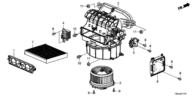 2018 Honda Civic Motor Assembly, With F Diagram for 79310-TBA-A11