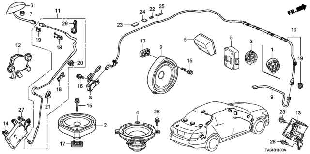 2008 Honda Accord Radio Antenna - Speaker Diagram