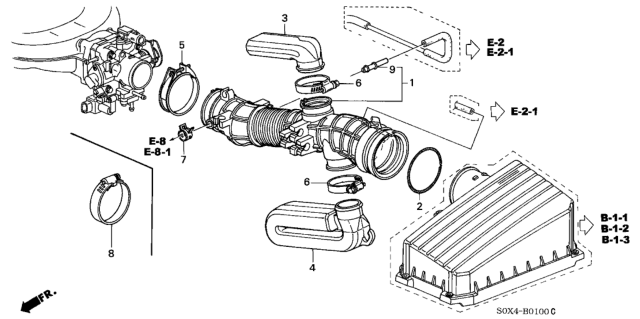 2002 Honda Odyssey Tube B, Side Branch Diagram for 17252-P8F-A10