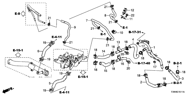 2017 Honda Accord Hybrid Hose, EGR Cooler Out Diagram for 19432-5Y3-J01