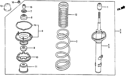 1986 Honda Prelude Base, Rear Shock Absorber Mounting (Tokiko) Diagram for 52675-SB0-013