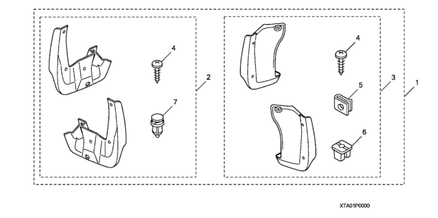 2012 Honda Accord Splash Guard, Front Diagram for 08P08-TA0-100R1