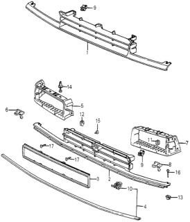 1985 Honda Accord Garnish, R. Headlight Diagram for 62412-SA5-671