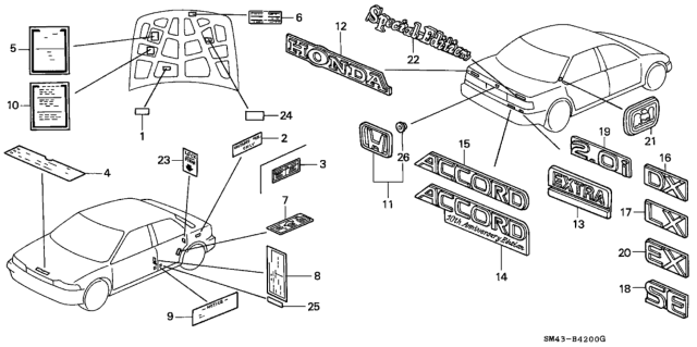 1993 Honda Accord Plate, Caution (Abs) Diagram for 57079-SM4-A01