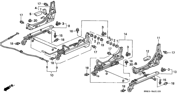 1994 Honda Civic Adjuster, R. Reclining Diagram for 81230-SR3-C01