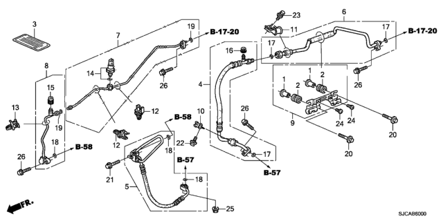 2014 Honda Ridgeline A/C Hoses - Pipes Diagram