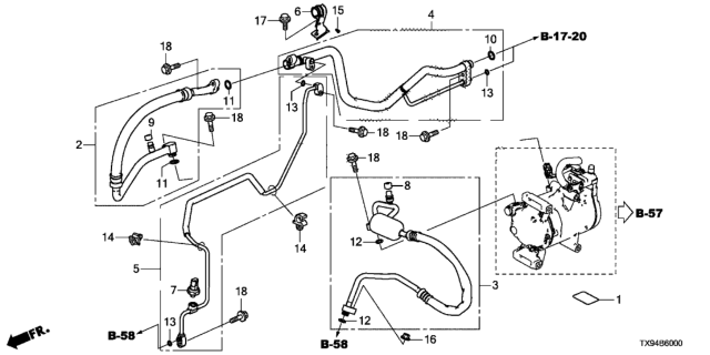 2014 Honda Fit EV A/C Hoses - Pipes Diagram