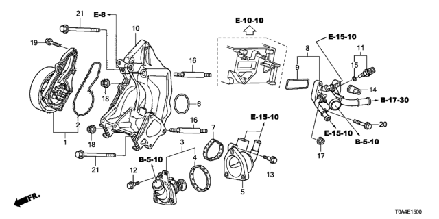 2014 Honda CR-V Pump Complete, Water Diagram for 19200-R5A-A01