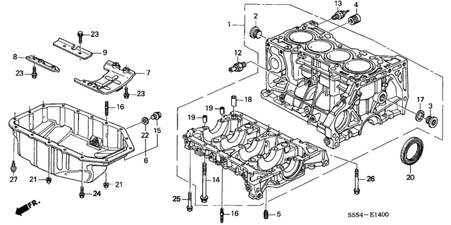 2003 Honda Civic Cylinder Block - Oil Pan Diagram