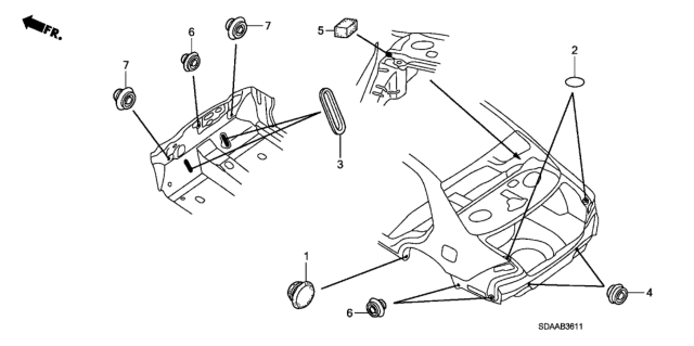 2007 Honda Accord Grommet (Rear) Diagram