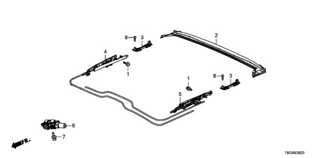 2018 Honda Civic Link Assy., L. Sunroof Diagram for 70305-TBG-A02