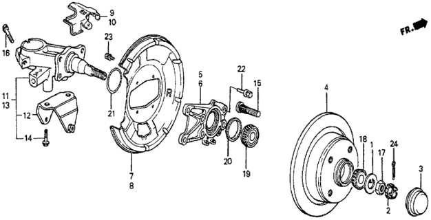 1987 Honda Prelude 2 Door SI KA 5MT Rear Brake Disk Diagram