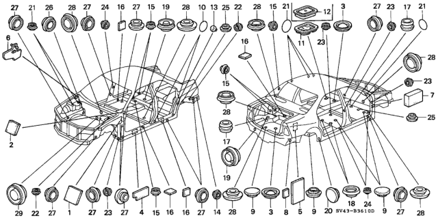 1996 Honda Accord Grommet Diagram