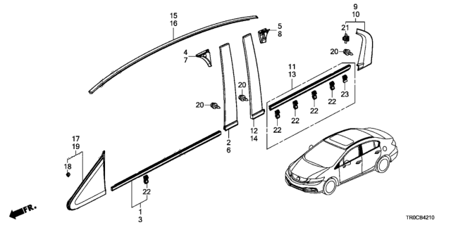 2014 Honda Civic Molding Diagram