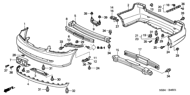 2004 Honda Civic 4 Door MX (HYBRID) KL 5MT Bumpers Diagram