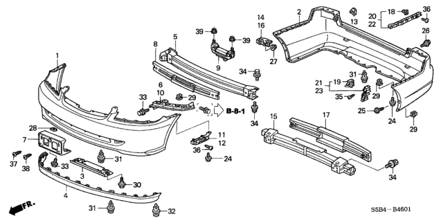 2005 Honda Civic Spoiler, Front Bumper Air (Black Gloss 10) Diagram for 71110-S5B-010ZA