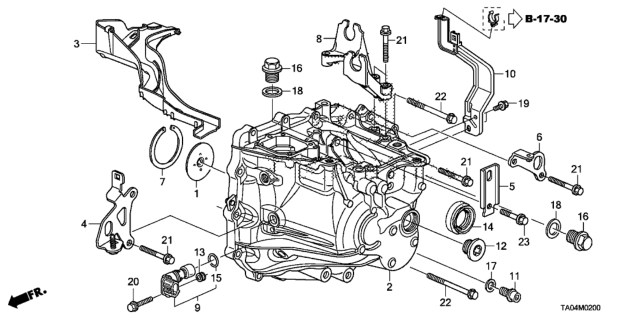 2009 Honda Accord MT Transmission Case (L4) Diagram
