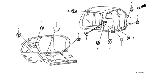 2019 Honda Passport Grommet Diagram 2