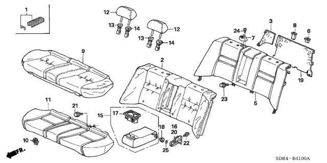 2007 Honda Accord Hybrid Bracket, L. RR. Armrest Diagram for 82582-SDR-003