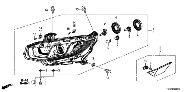 2019 Honda Civic Headlight (Halogen) Diagram