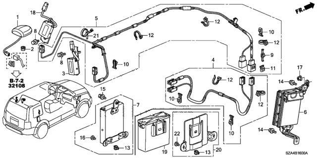 2009 Honda Pilot Antenna Assembly, Xm (Mocha Metallic) Diagram for 39150-SZA-A01ZH