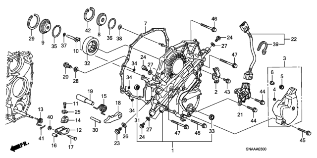 2009 Honda Civic AT Left Side Cover Diagram