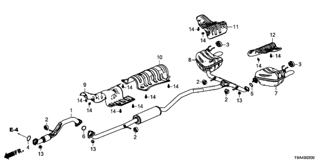 2016 Honda Civic Silencer Complete, Exhaust (R) Diagram for 18307-TBC-A81