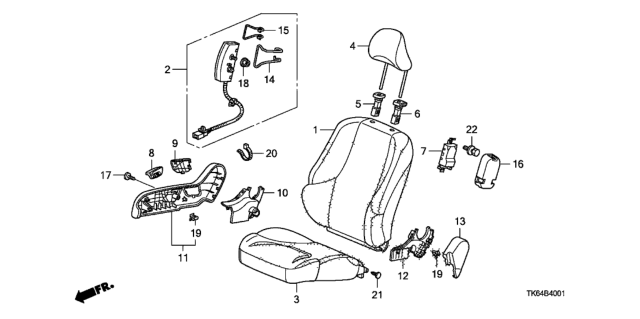 2012 Honda Fit Front Seat (Passenger Side) Diagram