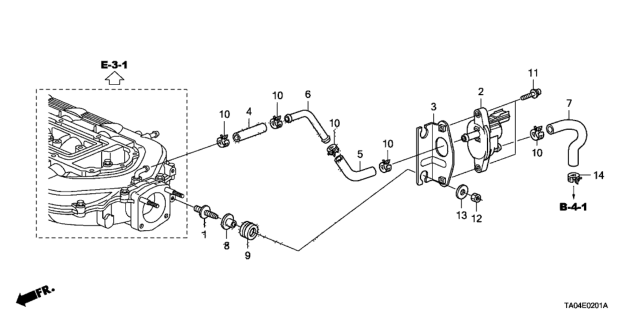 2011 Honda Accord Tube B, Purge Diagram for 36176-R70-A10