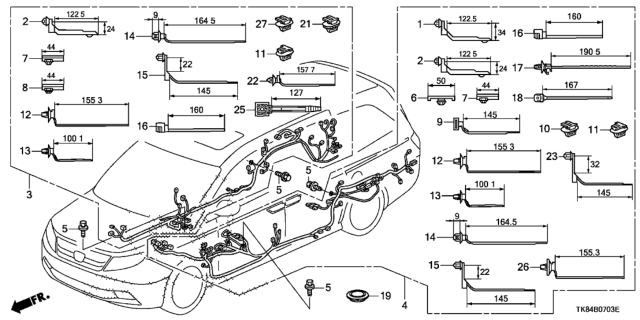 2011 Honda Odyssey Wire Harness, L. Side Diagram for 32160-TK8-A40