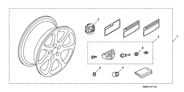 2010 Honda Civic 4 Door EX (NAVIGATION) KA 5MT Alloy Wheel (17")TPMS Diagram
