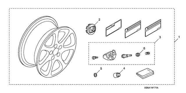 2010 Honda Civic Alloy Wheel (17")TPMS Diagram