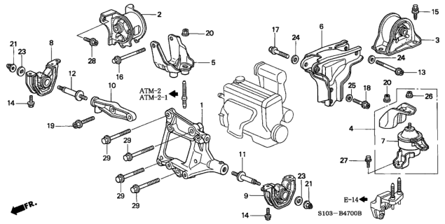 1998 Honda CR-V Engine Mounts Diagram