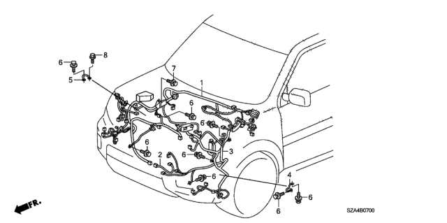 2012 Honda Pilot Wire Harness, R. Cabin Diagram for 32100-SZA-A22