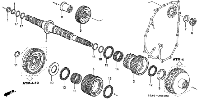 2003 Honda CR-V Bearing, Needle (40X47X29) Diagram for 91105-PRH-003