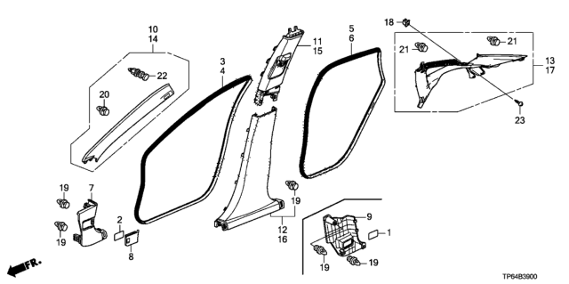 2013 Honda Crosstour Pillar Garnish Diagram