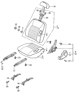 1981 Honda Civic 4 Door ** (1500) KH HMT Front Seat Components Diagram