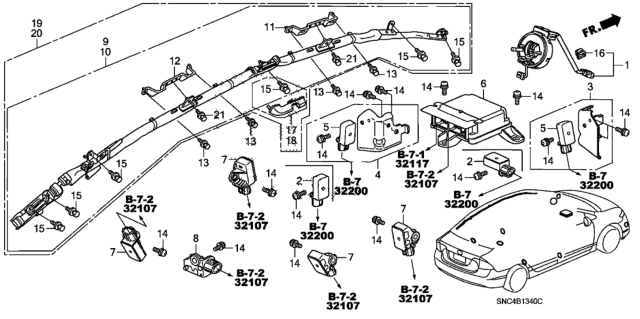 2008 Honda Civic Sensor Assy., Side Impact (Trw) Diagram for 77970-SNA-A32