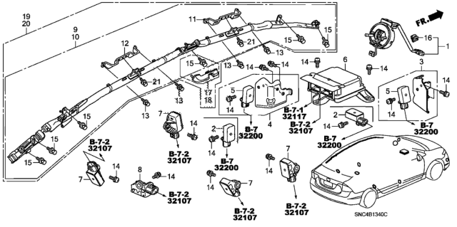 2008 Honda Civic Module Assembly, Passenger Side Curtain Airbag Diagram for 78870-SNA-A83